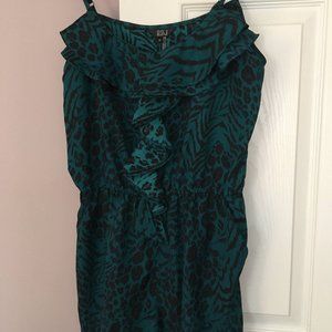 Very J Green & Black Romper Ruffle Detail, M